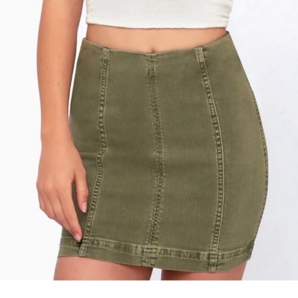Free People Green Mini Skirt (size 4)